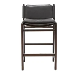 Levante Dark Leather Stool by Massimo Castagna