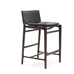 Levante Dark Leather Stool by Massimo Castagna