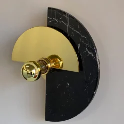 Levante Round Polished Brass And Marble Wall Sconce