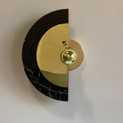 Levante Round Polished Brass And Marble Wall Sconce