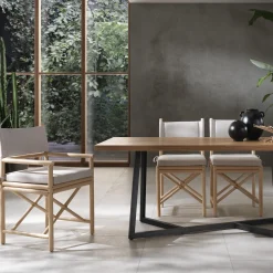 Lia Rattan Dining Chair with Armrests