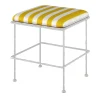 Liberty White Iron Pouf with White & Yellow Striped Cushion