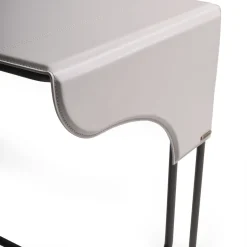 Libra Rectangular Ice White Leather and Metal Writing Desk