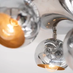 4-Light 1960 Reggiani Chromed Ceiling Lamp