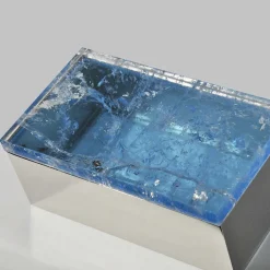 Light Blue Quartz Brass Box