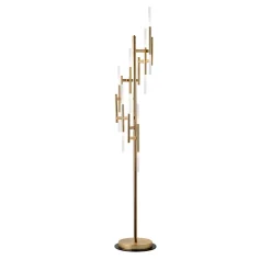 12-Light Ekle Floor Lamp in Brushed Gold with Bronze Accents