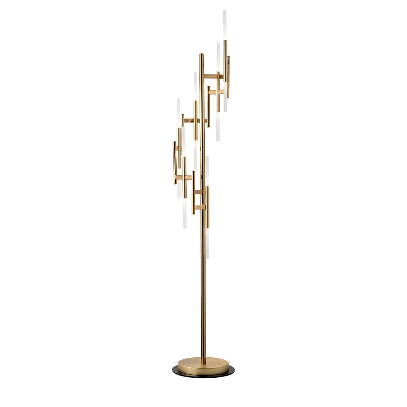 12-Light Ekle Floor Lamp in Brushed Gold with Bronze Accents