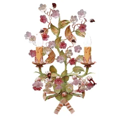 Light Floral Polychrome Wall Lamp