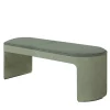 Light Green Leather and Fabric Bench