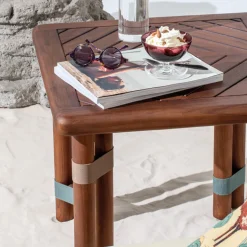 Lignes square Wood Outdoor Side Table