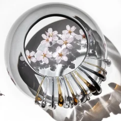 Like a Bowl Gray Glass Decorative Vase with Drops