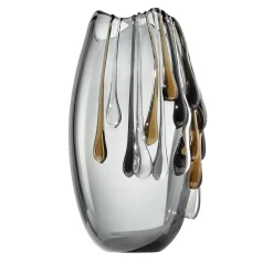 Like an Egg Oval Gray Glass Decorative Vase