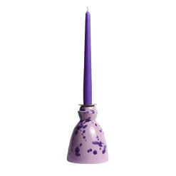Lilac Ceramic Candlestick with 4 Scented Candles