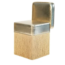 Lilli Gleaming Gold Metallic Leather with Lurex Fringes Armchair