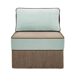 Lilli modular light blue with Taupe fringes lounge armchair