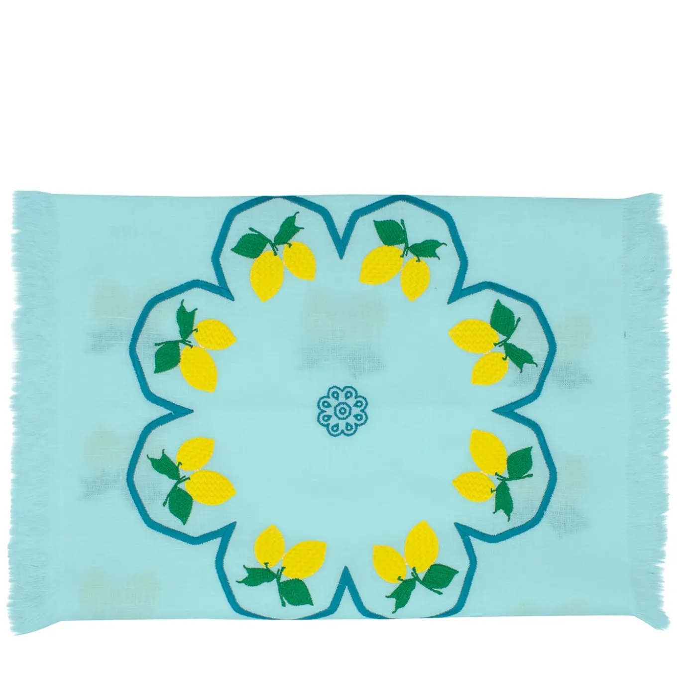 Limoni Multicolor Fringed Turquoise Runner