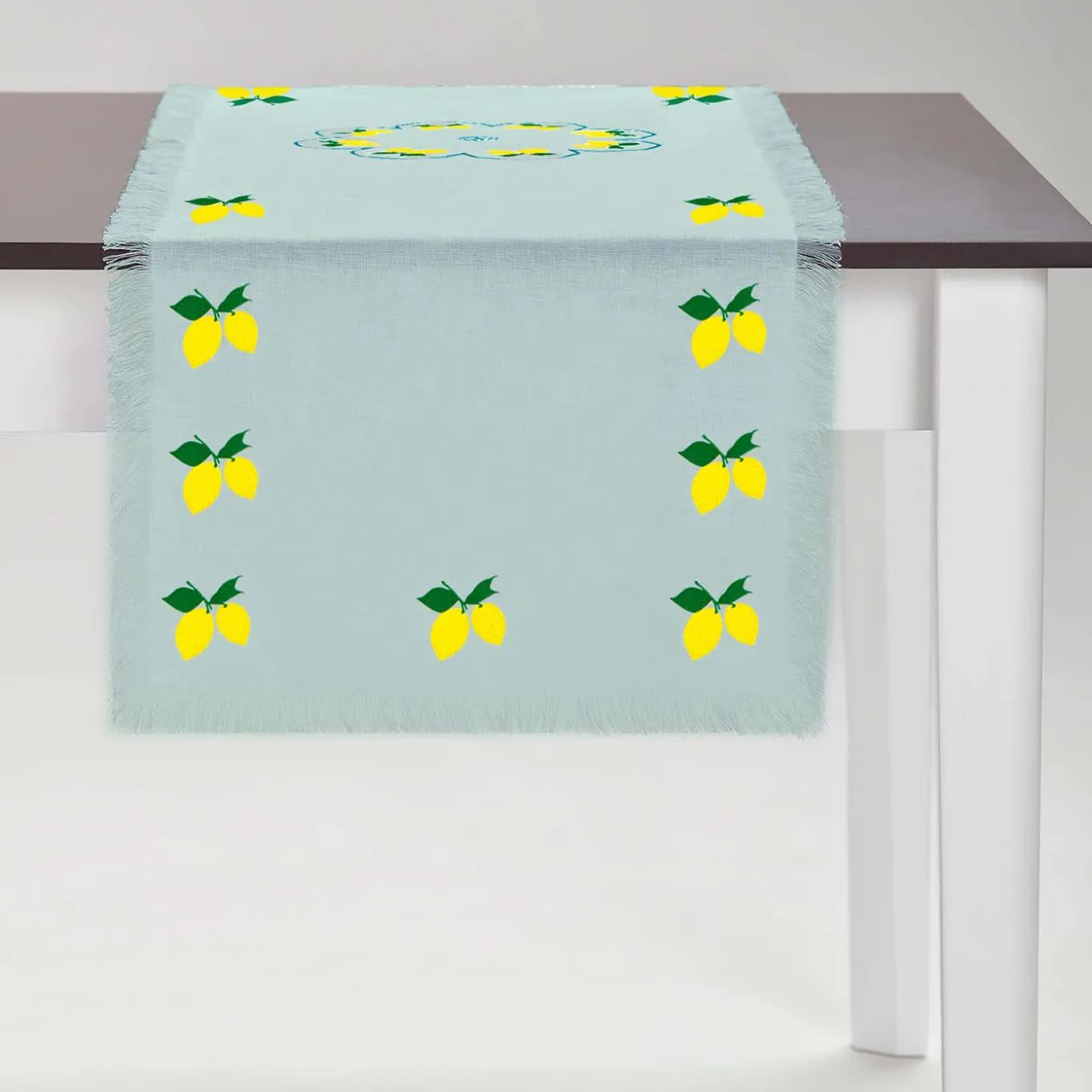 Limoni Multicolor Fringed Turquoise Runner