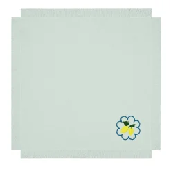 Limoni Multicolor Set of 6 Fringed Pastel-Green Napkins