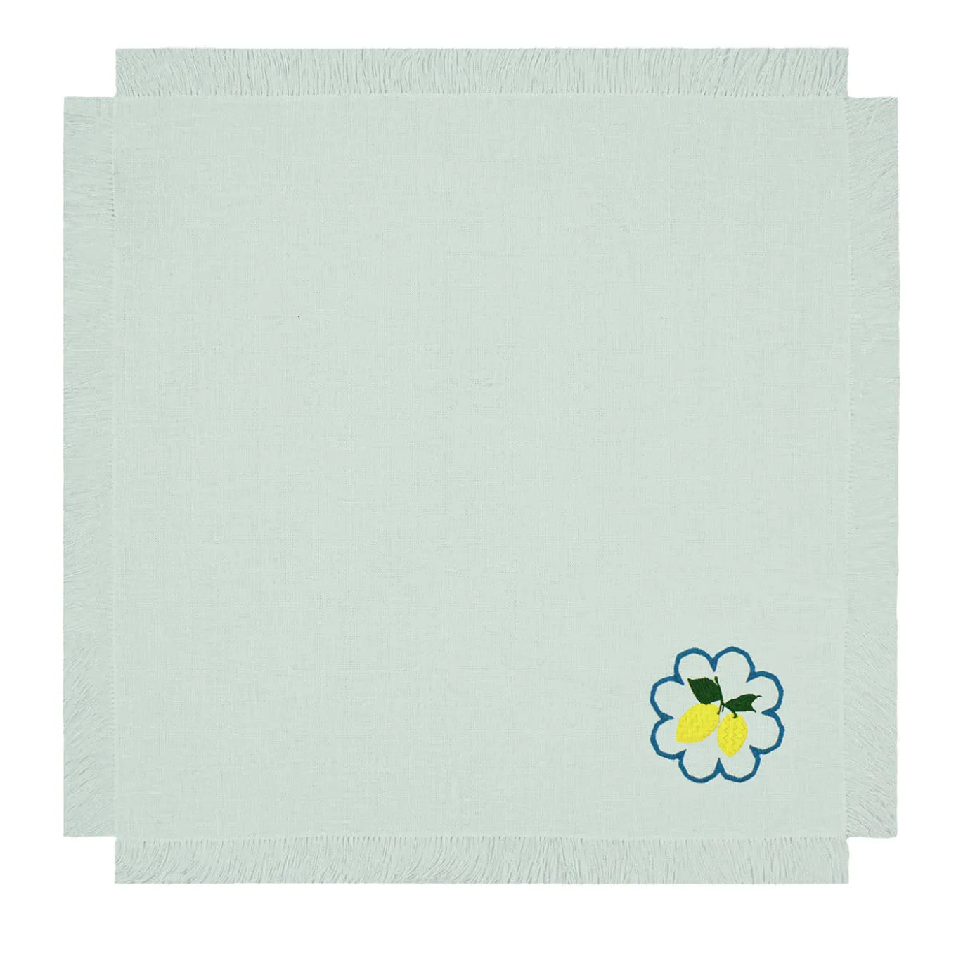 Limoni Multicolor Set of 6 Fringed Pastel-Green Napkins
