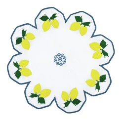Limoni Multicolor Set of 2 Flower-Shaped White Service Placemats