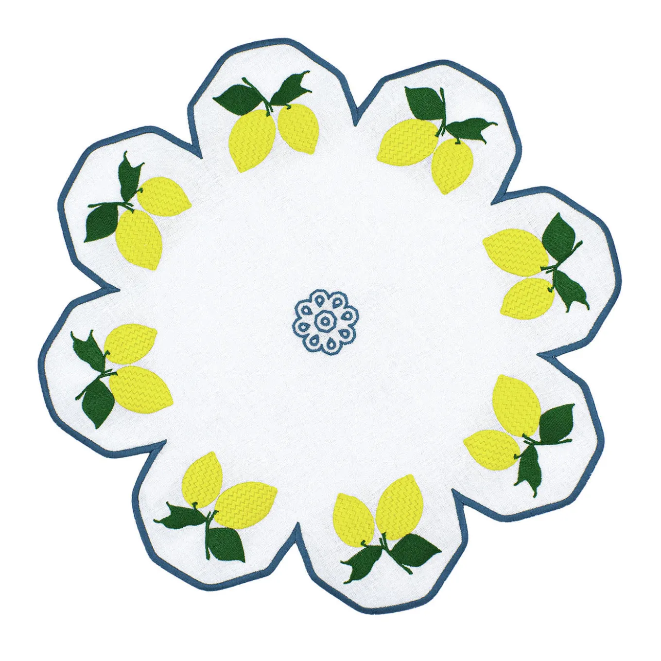 Limoni Multicolor Set of 2 Flower-Shaped White Service Placemats