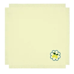 Limoni Multicolor Set of 6 Fringed Embroidered Yellow Napkins