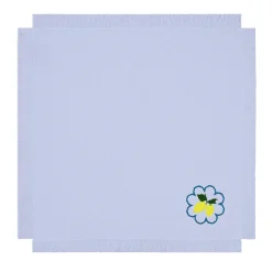 Limoni Multicolor Set of 6 Fringed Embroidered Lilac Napkins