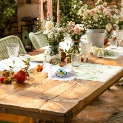 Limoni Set of 2 Embroidered Fringed White Table Mats