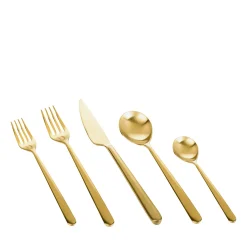 Linea Brushed Ice Oro 5-Piece Flatware Set