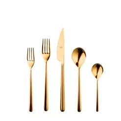 Linea Polished Ice Oro 5-Piece Flatware Set