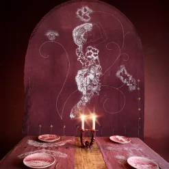 Linen Table Runner with Silver Dots - Flower Nymph Collection