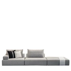 Linosa gray textile and leather Outdoor sofa