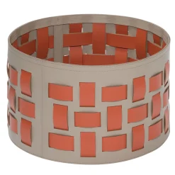 Lisbona 9 Orange and Beige Round Basket