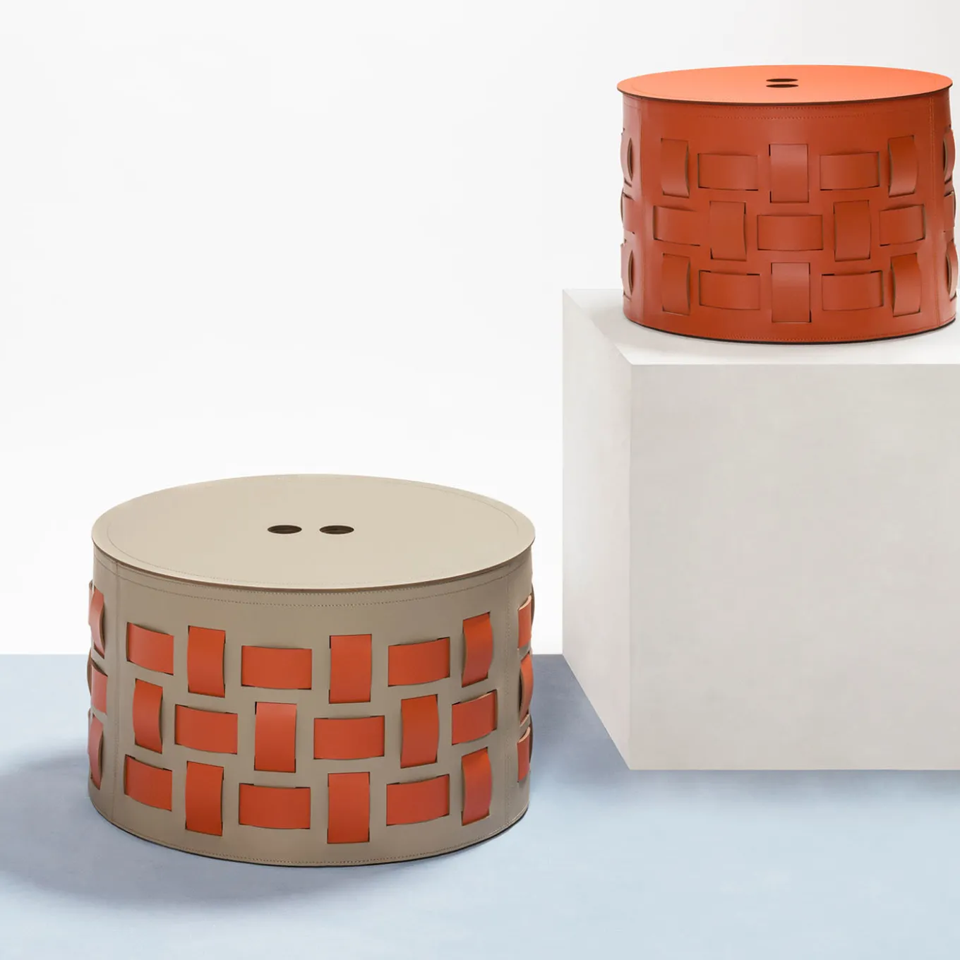 Lisbona N. 9 Beige Round Basket with Lid