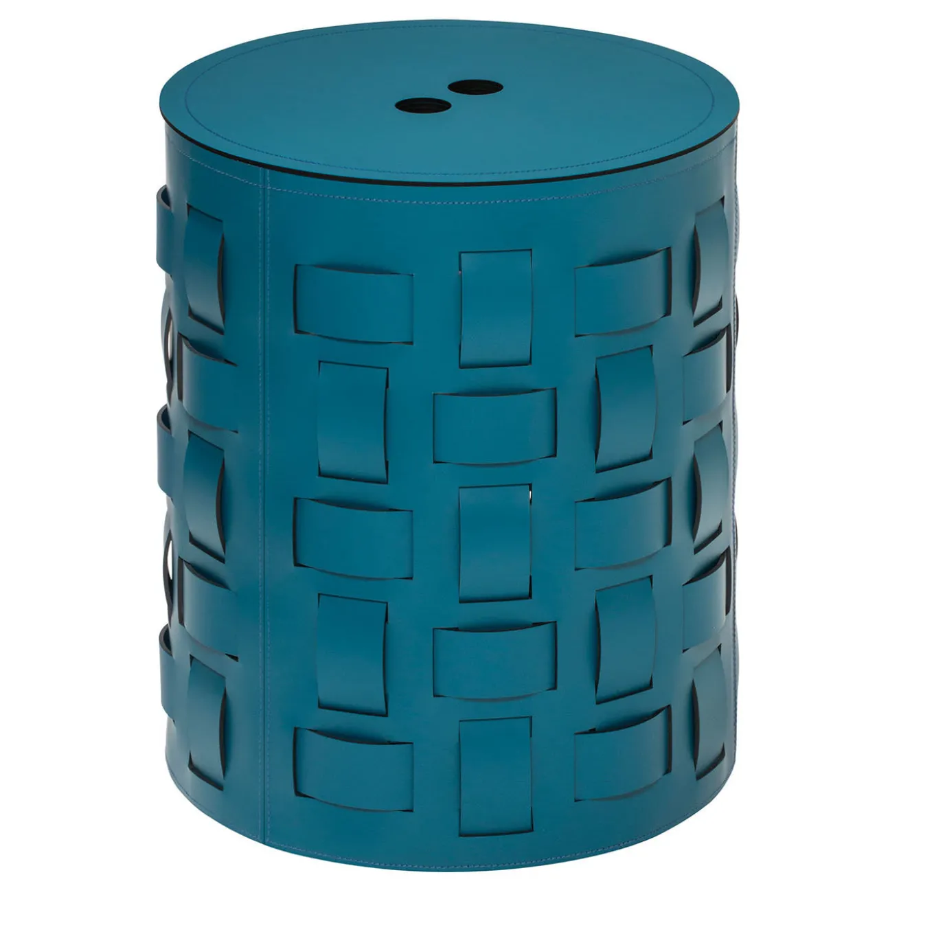 Lisbona N. 12 Petrol Blue Round Basket with Lid