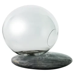 Litia Oval Traparent Glass & Light Sky Onyx Table Lamp