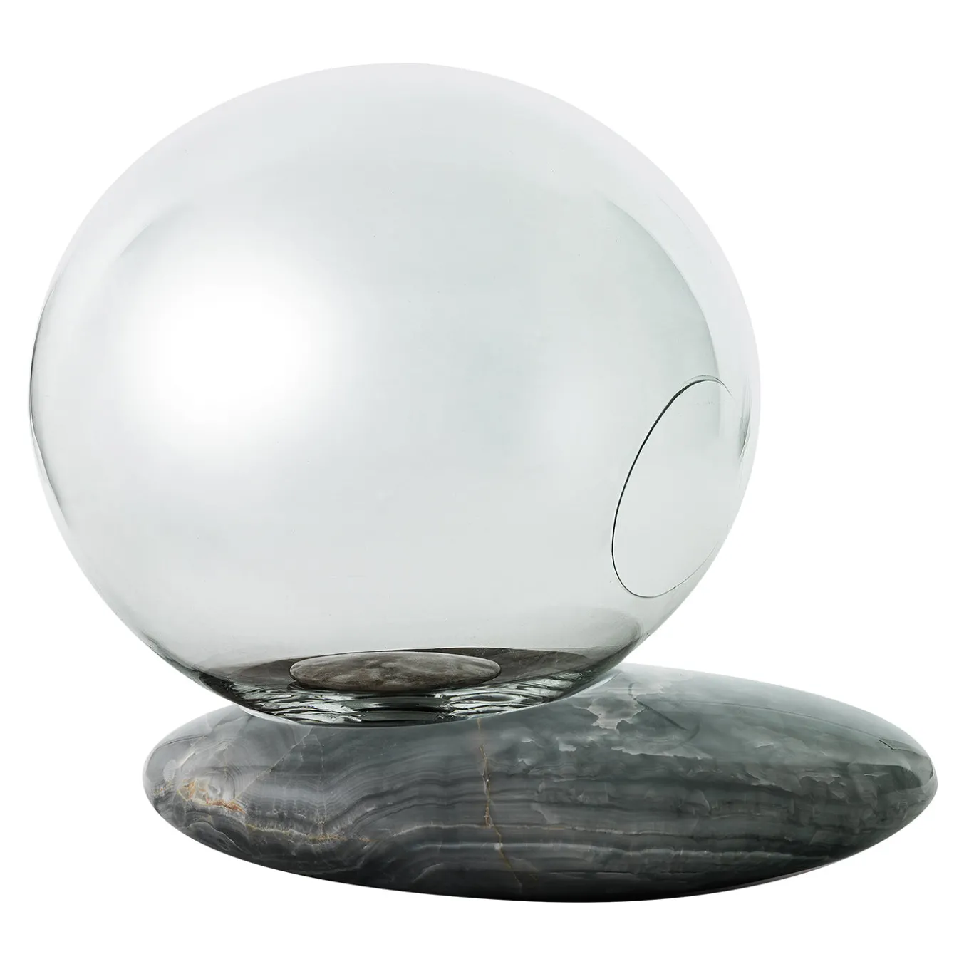 Litia Oval Traparent Glass & Light Sky Onyx Table Lamp