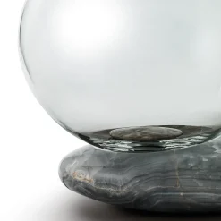 Litia Oval Traparent Glass & Light Sky Onyx Table Lamp