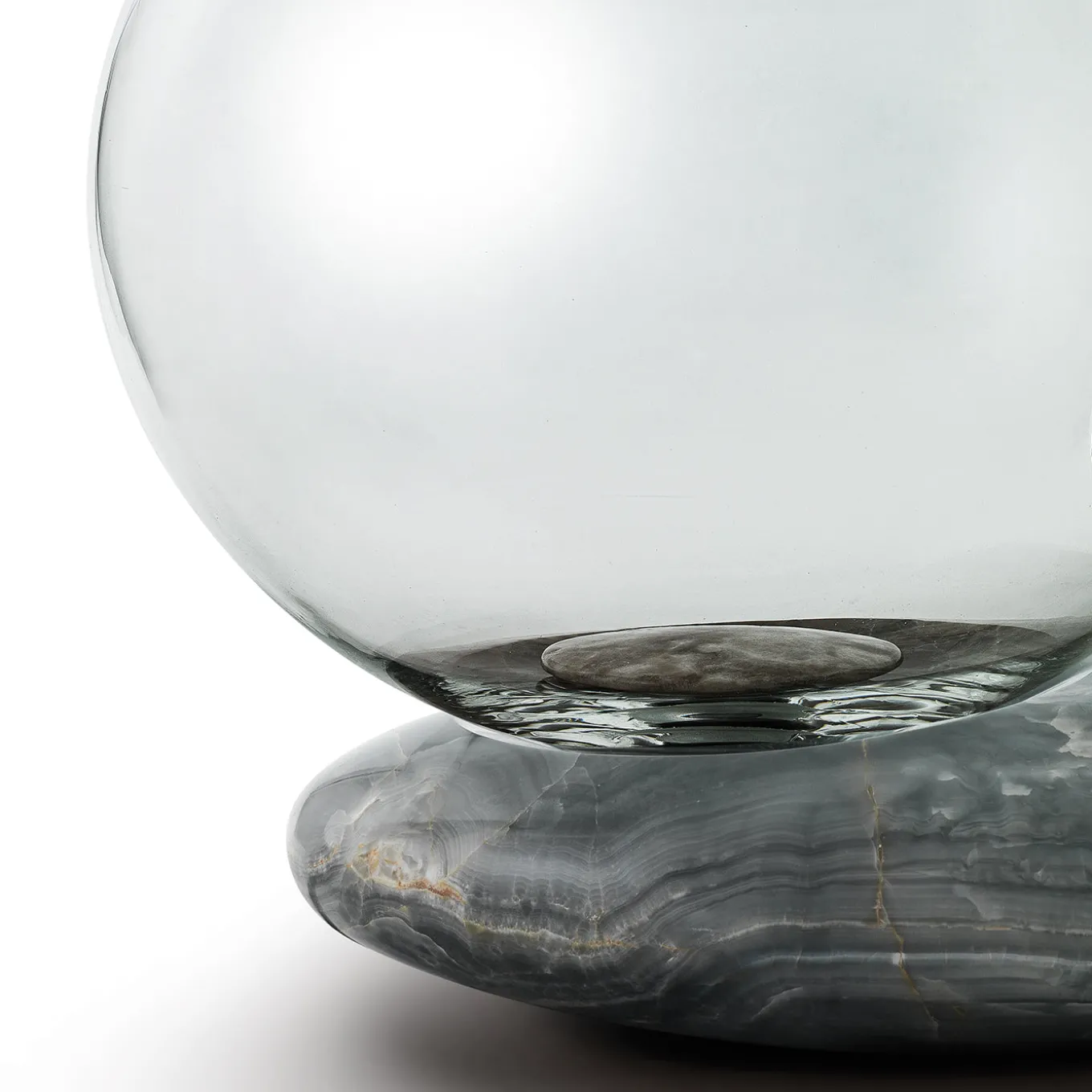 Litia Oval Traparent Glass & Light Sky Onyx Table Lamp