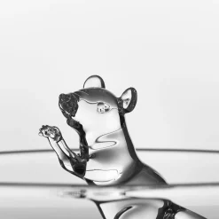 Little Mouse #2 Transparent Glass Centerpiece Bowl