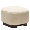 Lloyd Cream Wood Low Pouf