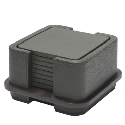 Lloyd Leather & Wood Coaster Holder with 8 Coasters