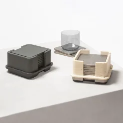 Lloyd Leather & Wood Coaster Holder with 8 Coasters