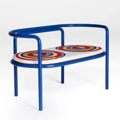 Locus Solus Blue Loveseat by Gae Aulenti