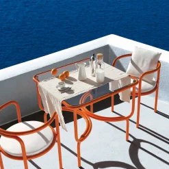 Locus Solus Orange Bistro Table by Gae Aulenti