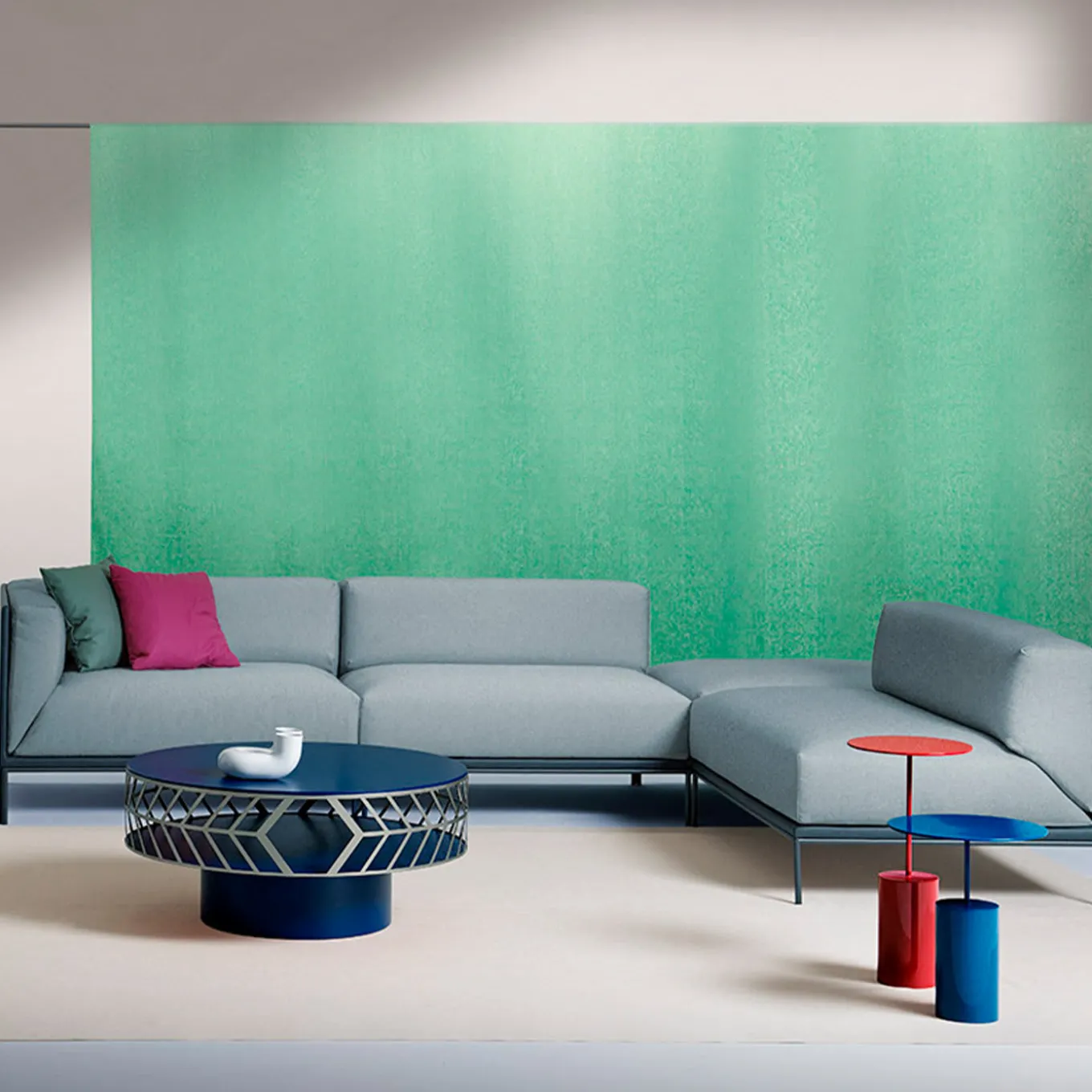 Lok Round Blue Coffee Table by Elena Salmistraro