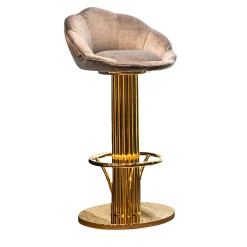 Loto Floral Seat Gold Brass Bar Stool