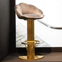 Loto Floral Seat Gold Brass Bar Stool