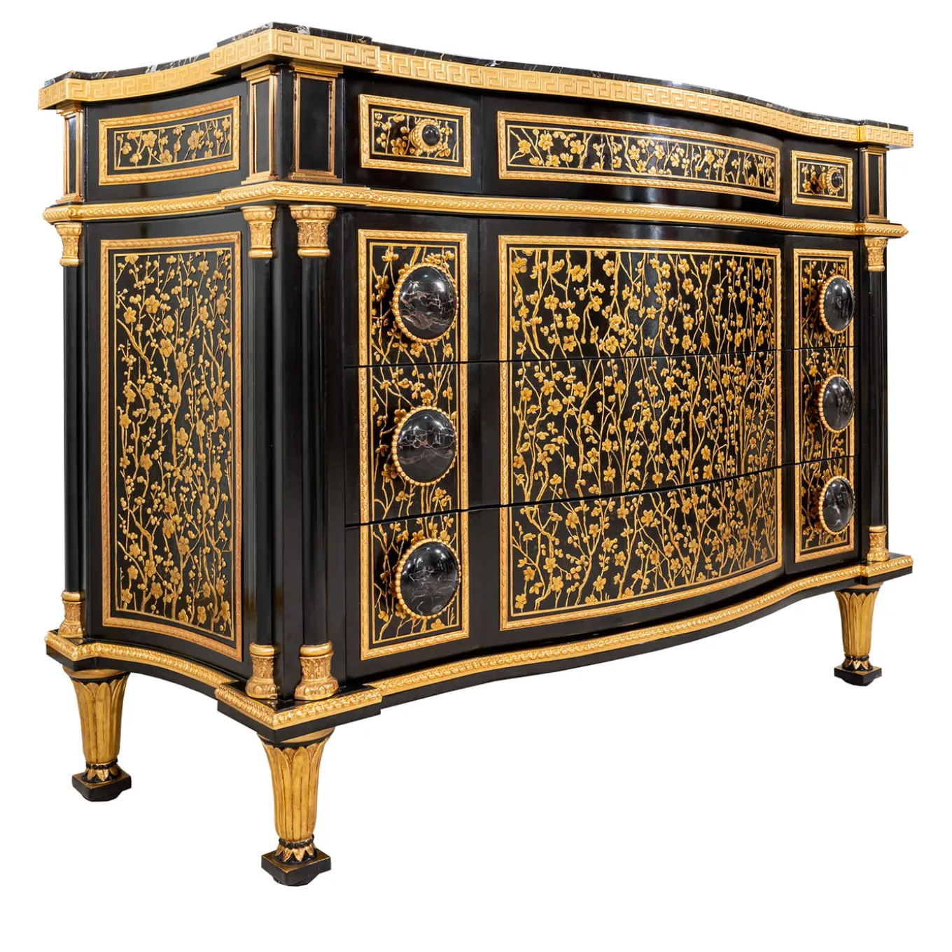 Louis XVI Black and Gold Dresser
