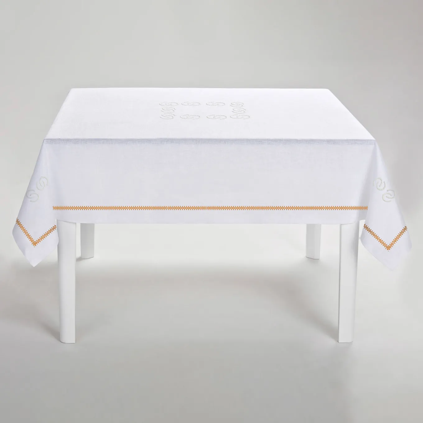 Luci d'Artista White & Orange Linen Tablecloth